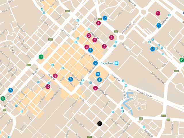 A map of certain city centre facilities that will be open during Lockdown.