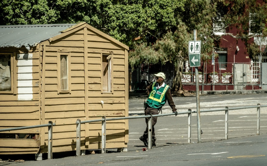 A CCID Public Safety Officer (PSO) on duty during Lockdown in the CBD