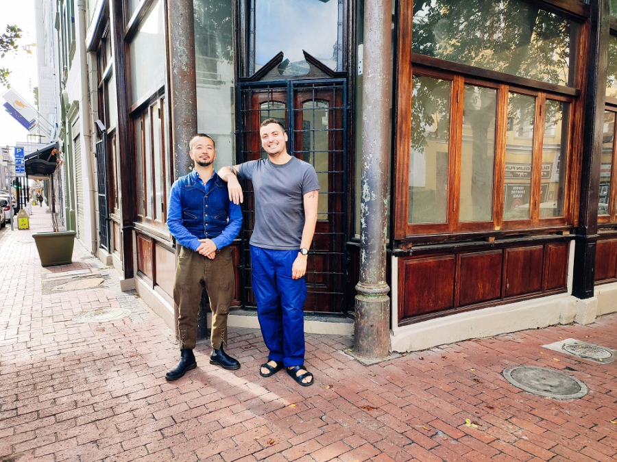 Tetsuo Hasegawa L and Elyas Popa at the future site of Anthem in Cape Town
